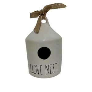 Rae Dunn Wedding Bridal Home Decor LOVE NEST Birdhouse Double Sided Ceramic